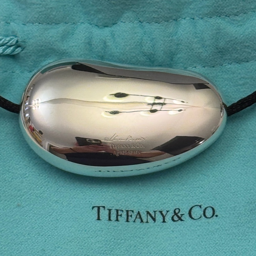 🌟2XHP🌟Authentic“Like New” Tiffany&Co. Large 50mm 925 SS Bean PendantNecklace"